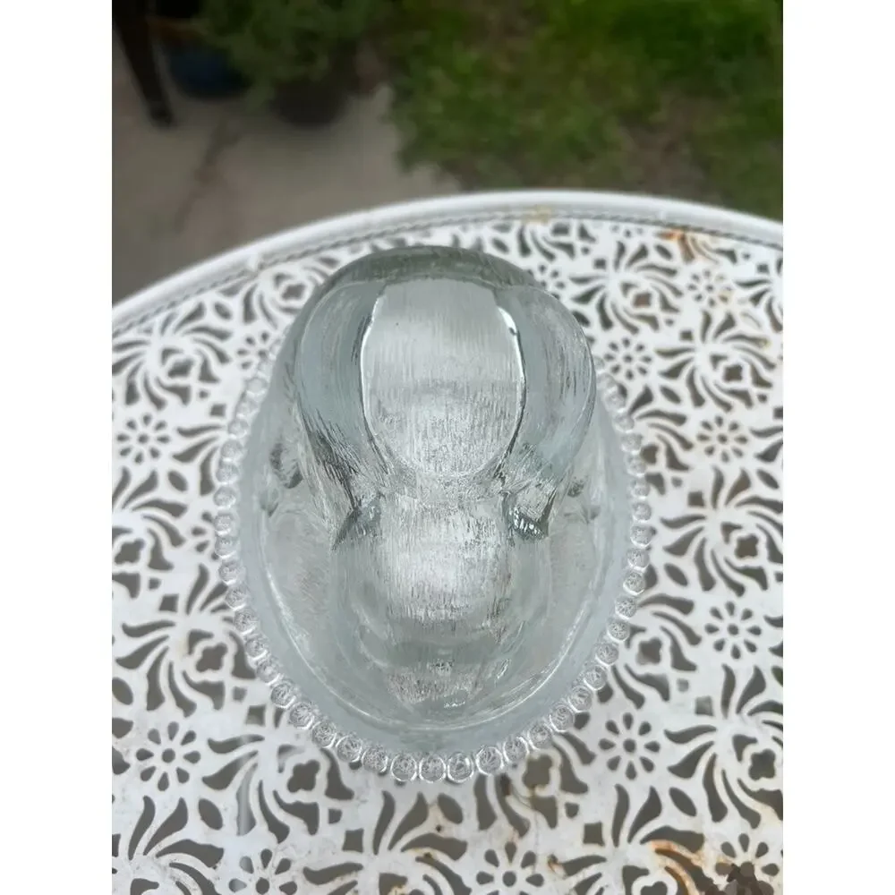 Indiana Glass Bunny Rabbit On Nest Candy Dish with Lid